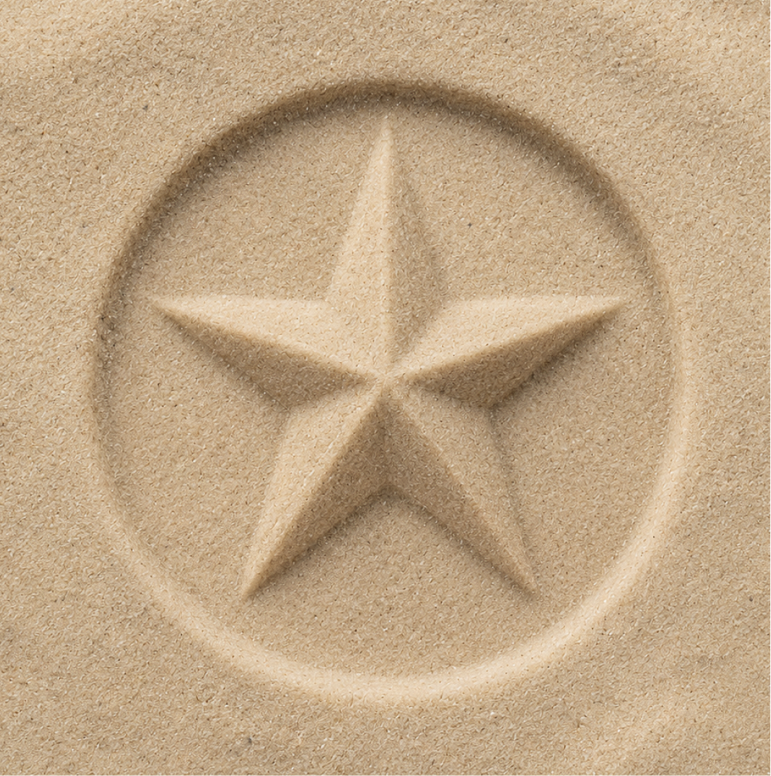 Briar Rose star emblem pressed into sand