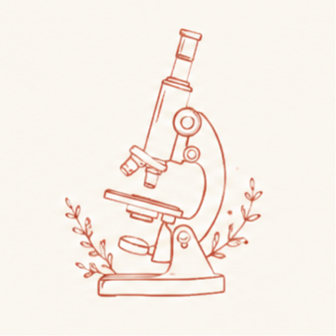 Microscope with botanical accents illustration